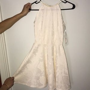 NWT Junior’s Halter Dress with Floral Lace Overlay